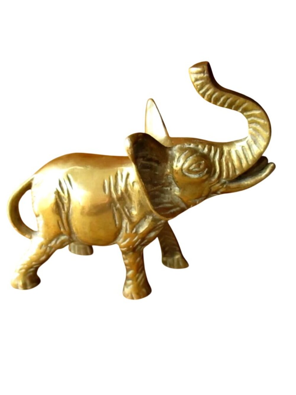 Vintage Brass Statue Elephant Small Sculpture Desk Ornament Home Decor 3.5"